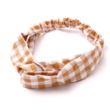 Nollia Ladies Criss Cross Elastic Stretch Headband Gold &amp; White Plaid - $10.69