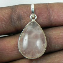 925 Sterling Silver Rose Quartz Handmade Necklace 18&quot; Chain Festive Gift PS-1295 - £26.88 GBP
