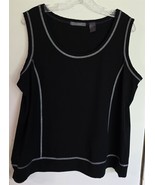 Womens Plus 1X Liz Claiborne Black with White Trim Sleeveless Tank Top S... - €16,28 EUR