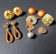 Vintage Jewellery Job Lot Earrings Brooch Ring, Enamel Modernist Brutalist Gold  - £14.32 GBP