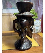 wooden carved candlestick african art - $120.00