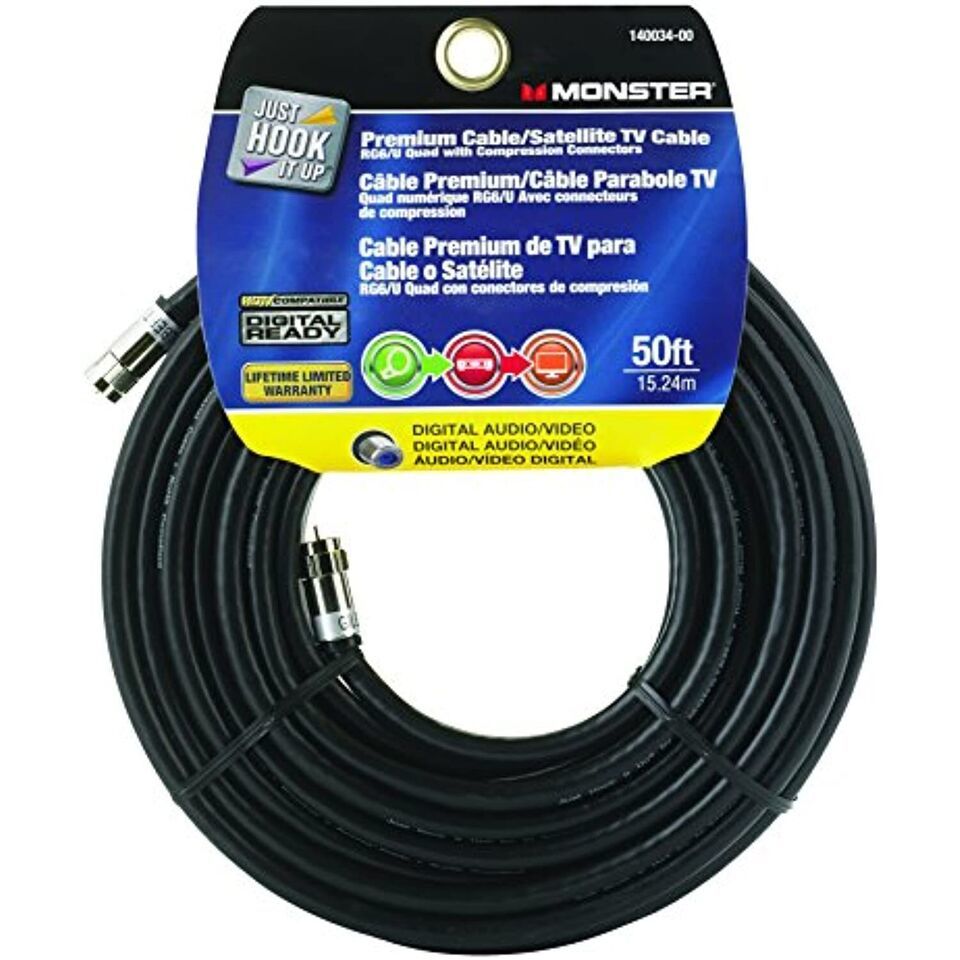 CABLE RG6 QUAD 50&#39; BLACK - $32.42