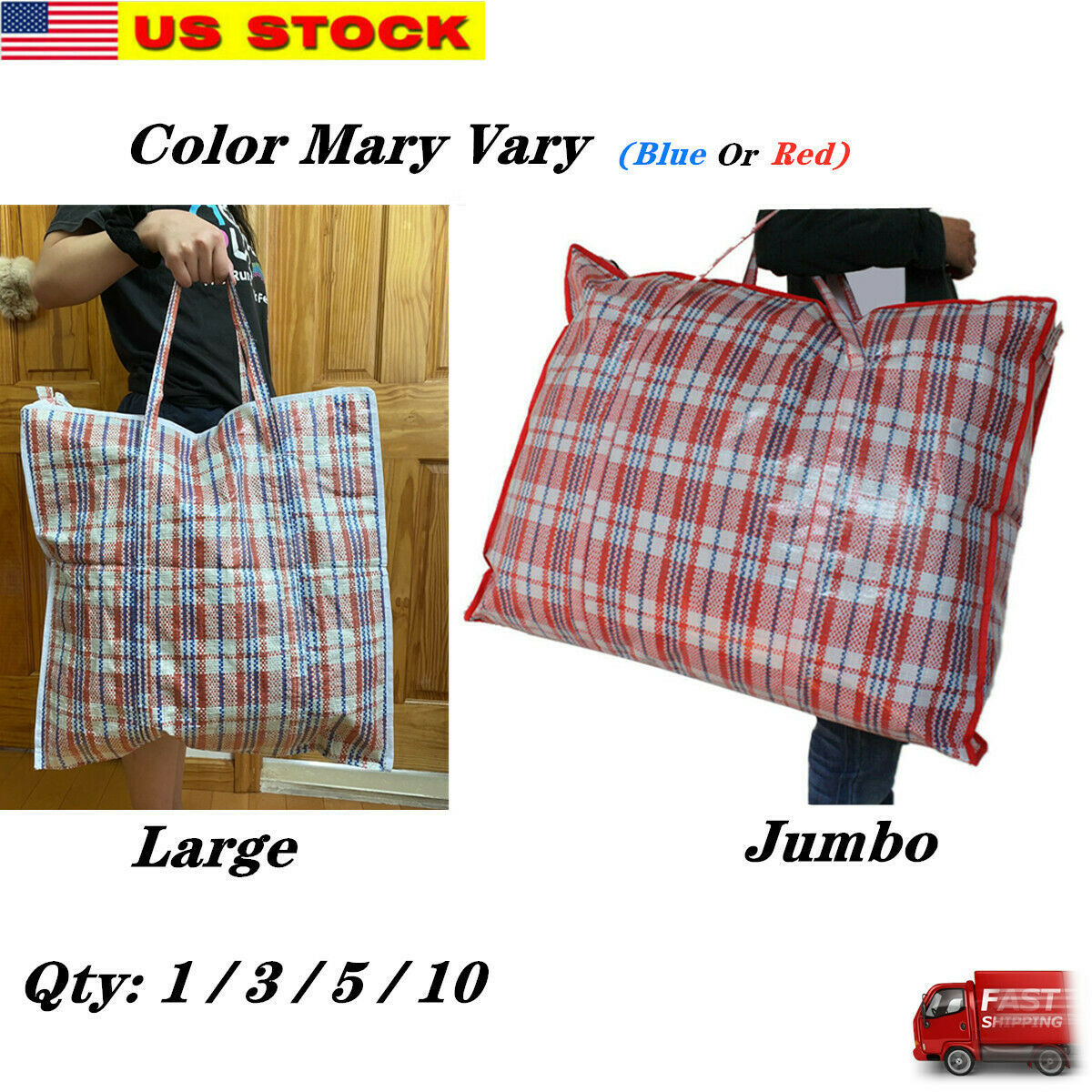 Reusable Large Jumbo plastic Shopping Laundry Moving Storage Luggage Bag... - $6.92+