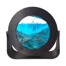Exotic Sands Moving Sand Art William Tabar Ocean Blue Black Round Metal Frame - £62.75 GBP