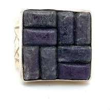 Vintage Signed 925 DTR Jay King Inlaid Charoite Stone Wide Ring Band size 6 3/4 - £51.43 GBP