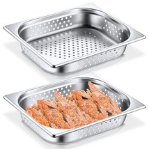 Lounsweer 2 Pack Full Size Perforated Steam Pan, 12.8&#39;&#39; X 2.56&#39;&#39; X 10.43&#39;&#39; - $44.99