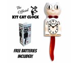 CANDY CANE KIT CAT CLOCK 15.5&quot; Red White Kit-Cat Klock Free Battery Made... - $69.99