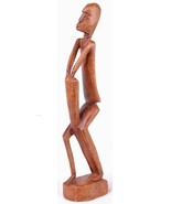 Wooden Hand Carved Man Drumming Figure Art Native African Tribal-Drum-11... - $37.39