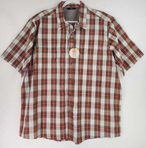 Wrangler Shirt Mens XL Red White Plaid Moisture Wick Classic Core Casual Work - £18.98 GBP