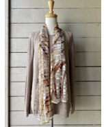 Long Sheer Scarf Brown Gold Beige Tan Made In Italy Abstract 62” Long 13... - $259.21 MXN