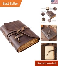 Artisan-Made Vintage Journal - Soft Leather, Deckle Edge Paper &amp; Securit... - $82.49
