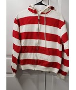 Pacific Girl Hoodie Women&#39;s Size: Large Red White Stripe Sweatshirt - £18.17 GBP
