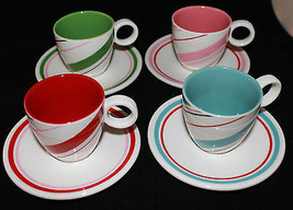 Starbucks Coffee Holiday 2007 4 Mini Coffee Tea Mug Cups and Saucers Set  3oz  - £42.51 GBP