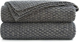 Longhui Bedding Grey Knitted Throw Blanket For Couch, Soft, Cozy Machine - £35.52 GBP