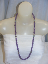 Vintage 15&quot; Purple Rock Crystal Beaded Necklace 18-a - $553.18 MXN