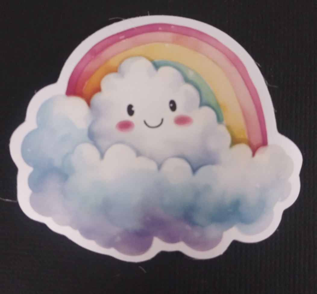 Rainbow Behind Happy Cloud Sticker 2.18&quot; x 2.38&quot; (P) - $1.64