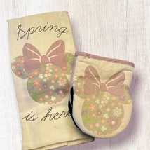 Disney Minnie Mouse Spring is Here Floral Kitchen -Towel/Oven Mitt Mini Combo - £15.08 GBP
