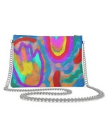 Original Abstract Art Genuine Leather Chain Strap Crossbody Purse Handbag  - $95.00