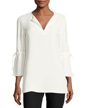 Lafayette 148 NY Sela Drawstring Sleeve Silk Blouse in Cloud Cream Size Small - £93.57 GBP