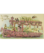c1910 Embossed Glistening Birds On A Boat Birthday Postcard - $11.88
