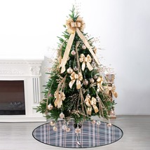 NEW! Christmas Tree Skirt: Dark Blue and Brown Plaid - £23.58 GBP