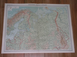 1922 Vintage Map Of Northern Russia Estonia Latvia Lithuania Poland Finland - £21.94 GBP