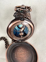 Franklin Mint Pocket Watch Mistress of Fire Boris Vallejo Brass Leather ... - $56.10
