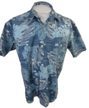 Newport Blue Men Hawaiian camp shirt L pit to pit 24 aloha luau tropical floral - £11.15 GBP