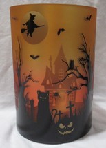 Yankee Candle Mirrored Large Jar Holder J/H HALLOWEEN ORANGE black cat w... - £62.35 GBP