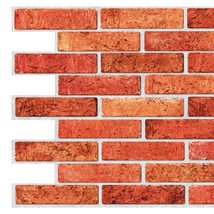 Dundee Deco GRAZPG7132 Red Faux Brick PVC 3D Wall Panel, 3.2 ft X 1.6 ft (96cm X - $9.79+