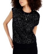 MSRP $80 Inc Sequined Sleeveless Sweatshirt Black Size PXL - £24.78 GBP