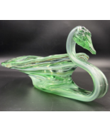 Vintage Sooner MCM Hand Blown Art Swan Bird Aviary Glass Swirl Vase Bowl - £22.30 GBP