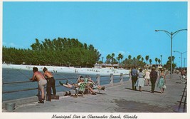 Municipal Pier Fishing Unposted Vintage Postcard Clearwater Beach, Florida - £7.94 GBP