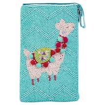 Llama Beaded Club Bag Evening Clutch Purse w/ Shoulder Strap Turquoise - $34.60