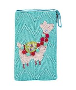 Llama Beaded Club Bag Evening Clutch Purse w/ Shoulder Strap Turquoise - £27.65 GBP