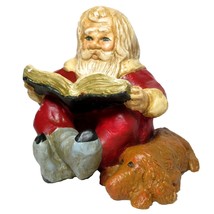 Lefever Enesco Bald Reading Santa with Dog 4.5" Figurine - £31.41 GBP