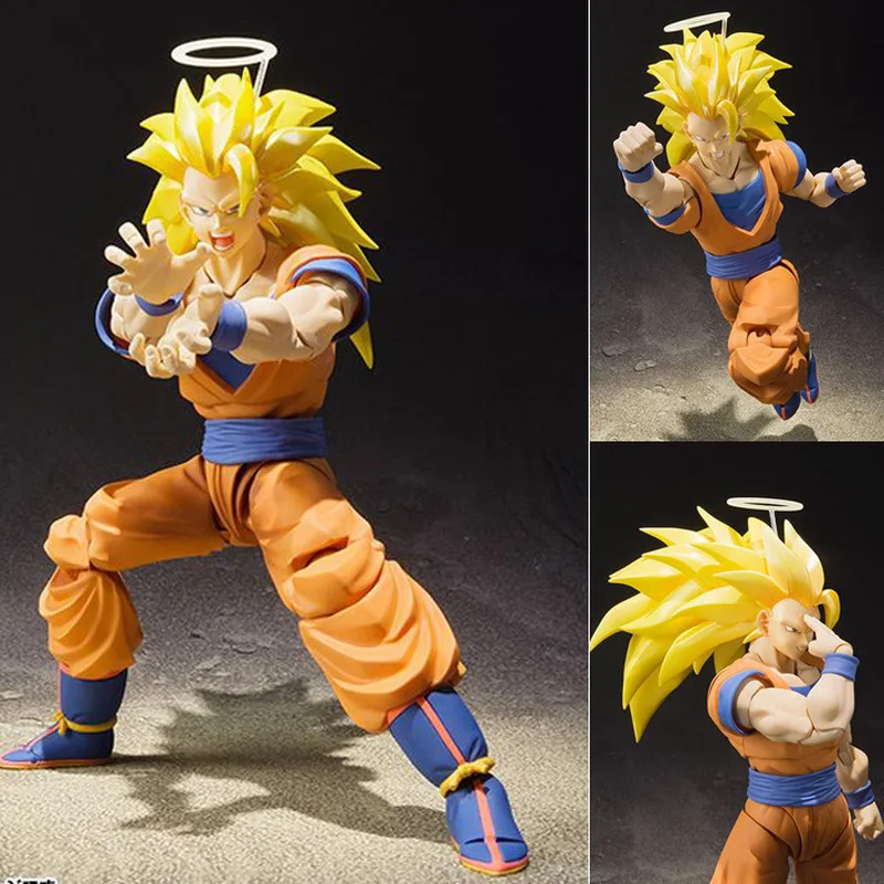 Dragon Ball Z Son Goku Action Figure Anime Super Saiyan 3 SHF Figurine Goku SSJ - £28.56 GBP+