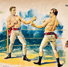 1950 James Corbett Charley Mitchell Boxing Police Gazette Litho Print DWXX4 - $34.99