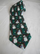 Vintage Snowman Holiday Christmas lights Green tie Hallmark necktie - $372.50 MXN