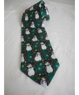 Vintage Snowman Holiday Christmas lights Green tie Hallmark necktie - $371.81 MXN