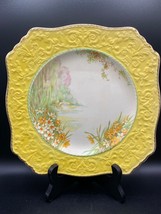 Royal Winton Grimwades Plate, square, embossed yellow frame  lake scene ... - $17.09