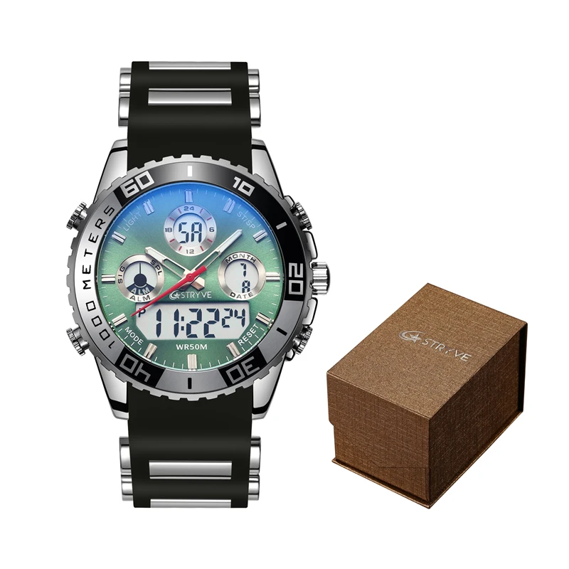 Watch  STRYVE Men     Dual Display 50m Waterproof Digital Clock 8023 - £48.50 GBP