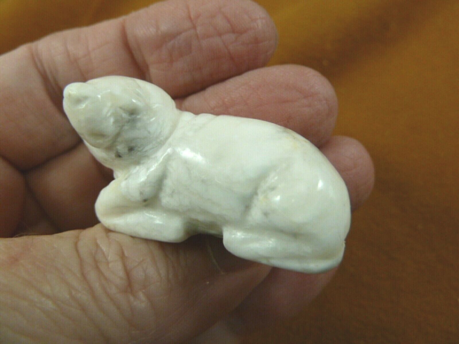 (Y-SEAL-564) white Howlite SEAL gemstone carving FIGURINE gem seals sea ... - $14.01