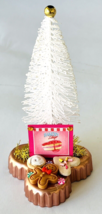 Miniature White Christmas Tree Bakery Display on Pink Club Shaped Cookie Cutter - £15.28 GBP
