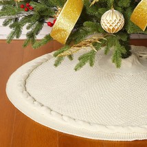 Knit Christmas Tree Skirt,Luxury Cable Knitted Thick Rustic Xmas Tree De... - £22.37 GBP