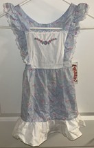 NWT Vintage Winnie The Pooh Dress Size 6 Blue White Pink Floral Ruffle D... - $40.59