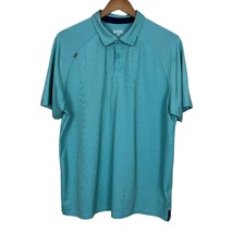 Rhone Shirt Men Large Aqua Blue Delta Pique Performance Polo Short Sleeve Light - £27.32 GBP