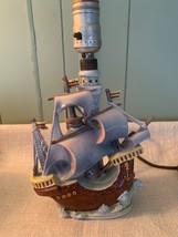 Sailing Clipper Ship Petite Boat Boudoir Lamp w/ lighthouse, 10&quot; TV Man ... - £23.37 GBP