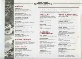 Carrabba&#39;s Italian Grill Menu Tennessee 2012 - £14.07 GBP