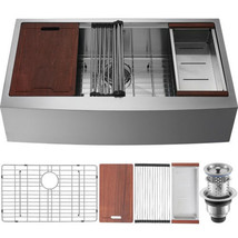 33 inch Farmhouse Kitchen Sink, 304 Stainless Steel Sink, Top Mount Single Bowl  - £585.08 GBP